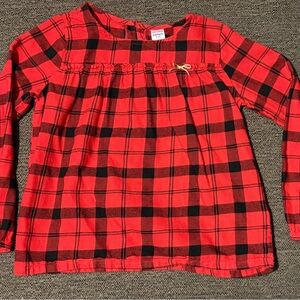 Carter's Red and Black Plaid Long Sleeve shirt girls size 7